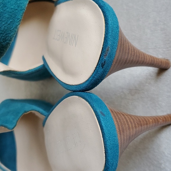 NINE WEST Teal Suede Leather Upper Slingback Heels SIZE: 9M - Picture 9 of 13